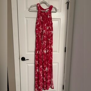 Calvin Klein Red Pink & White Printed Dress